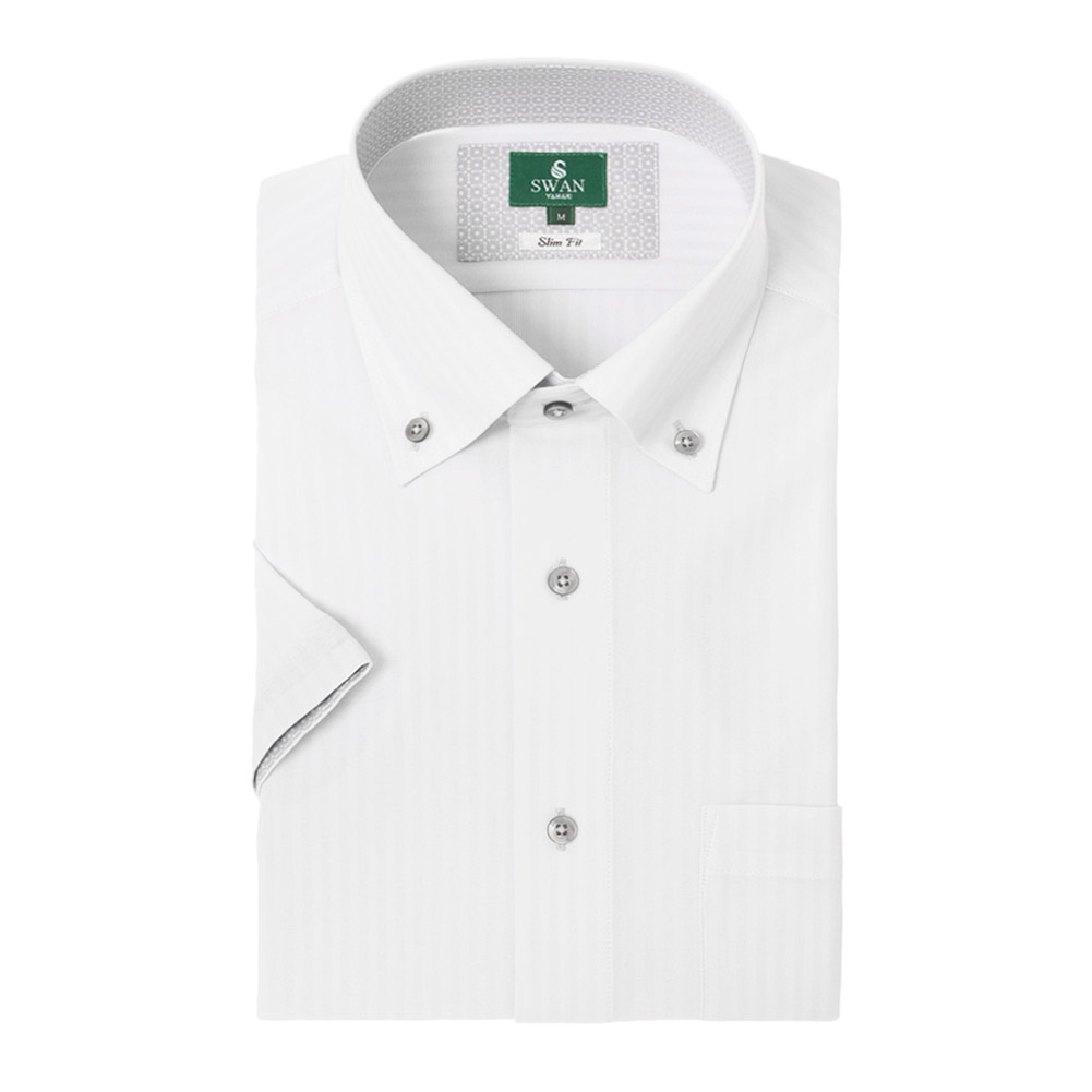 ニットシャツ(裄詰不可) スリムフィット ホワイト ニット 吸水速乾 フラボノ SHIRT HOUSE・グリーンレーベル