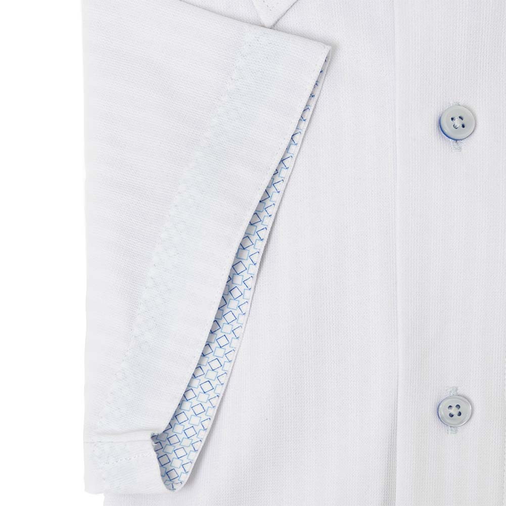 ニットシャツ(裄詰不可) ホワイト ニット ドビー 吸水速乾 フラボノ SHIRT HOUSE・グリーンレーベル