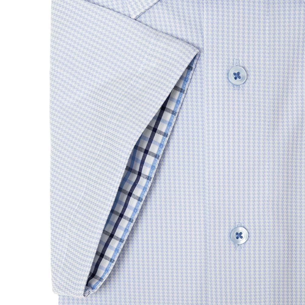 ニットシャツ(裄詰不可) ブルー ニット 吸水速乾 フラボノ SHIRT HOUSE・グリーンレーベル