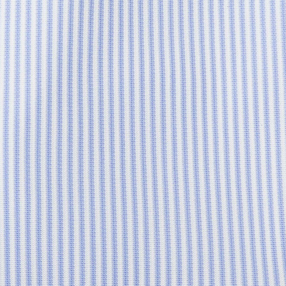 ニットシャツ(裄詰不可) ストライプ ブルー ニット 吸水速乾 フラボノ SHIRT HOUSE・グリーンレーベル
