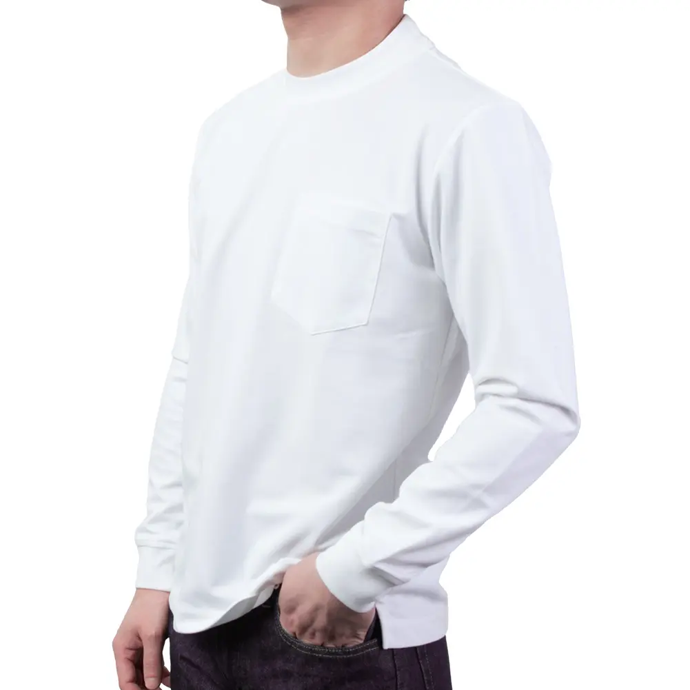 Tシャツ カットソー ホワイト 白 長袖 カジュアル オフィスカジュアル ビジカジ（ラッピング不可）