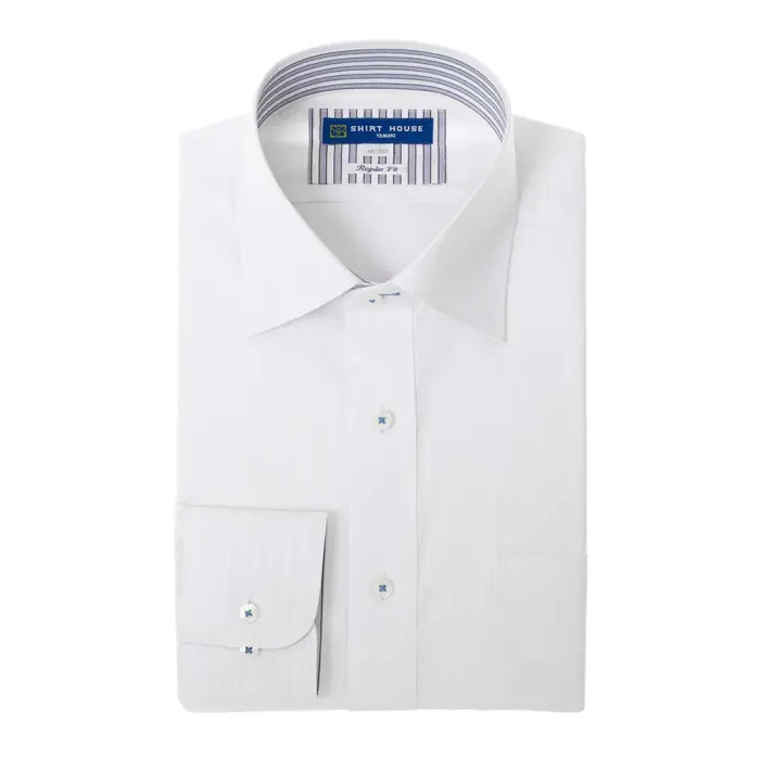 ワイシャツ 形態安定 長袖 白 ホワイト ドビー 標準 シャツハウス メンズ ドレスシャツ

