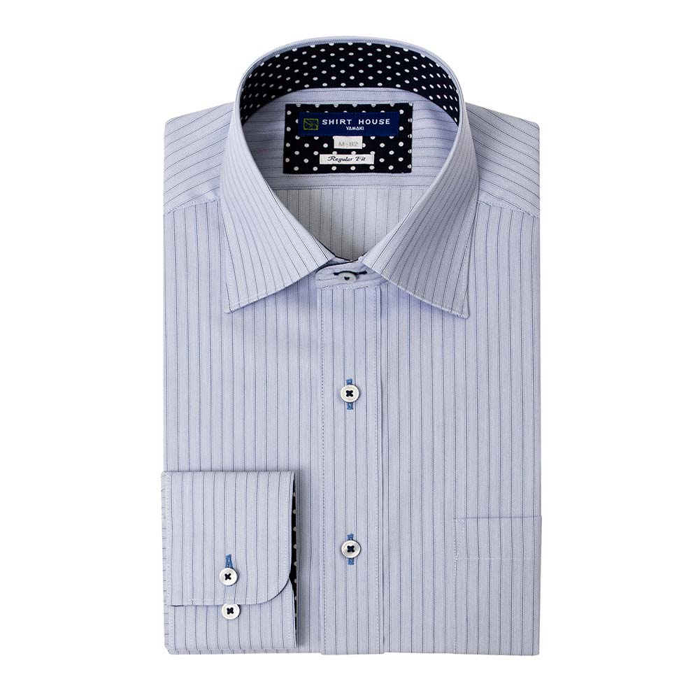ワイシャツ ストライプ ブルー エバーフィール SHIRT HOUSE