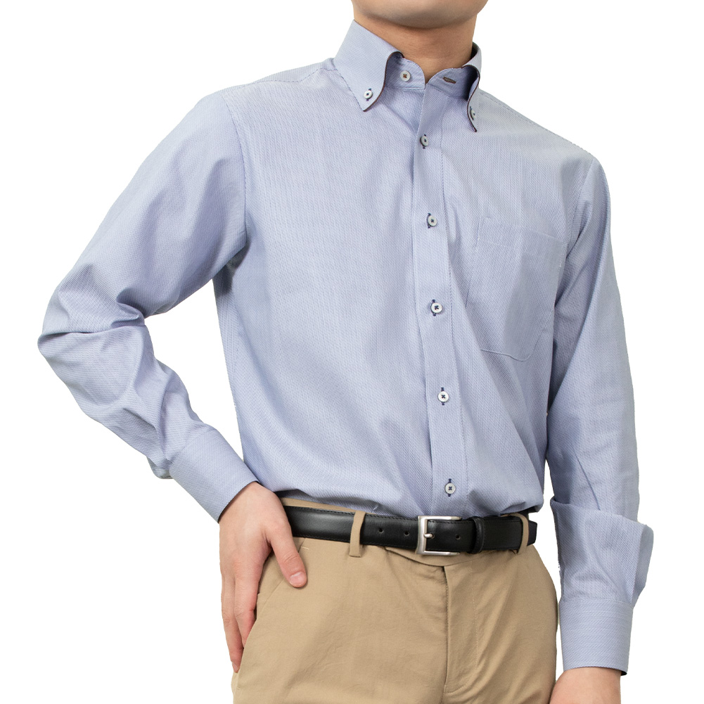 ワイシャツ デザイン ブルー ドビー エバーフィール SWAN・ブルー