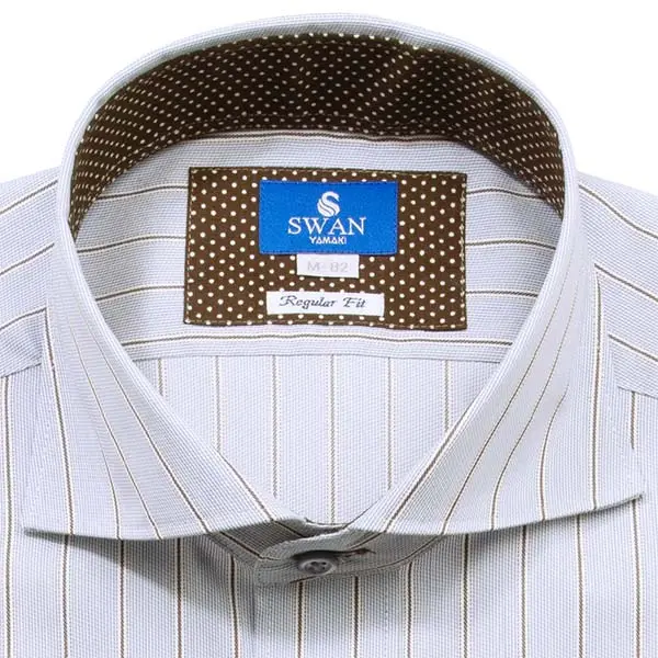ワイシャツ ストライプ ブルー ブロード エバーフィール SWAN・ブルー