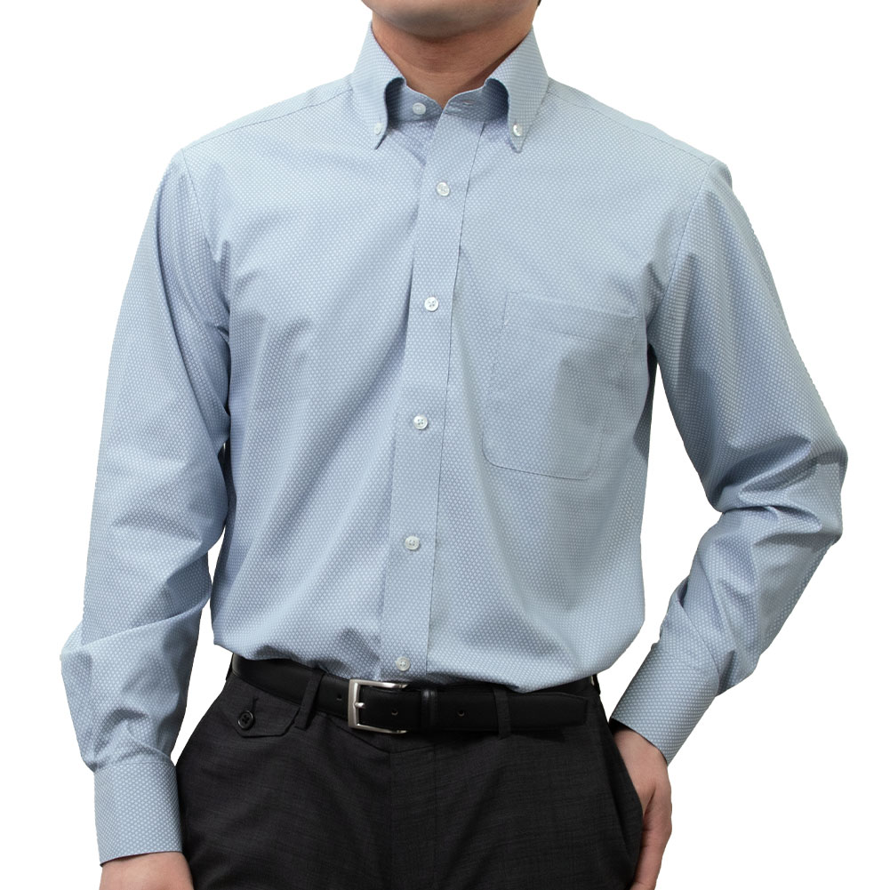 ワイシャツ ブルー ドビー エバーフィール SWAN・ブルーレーベル