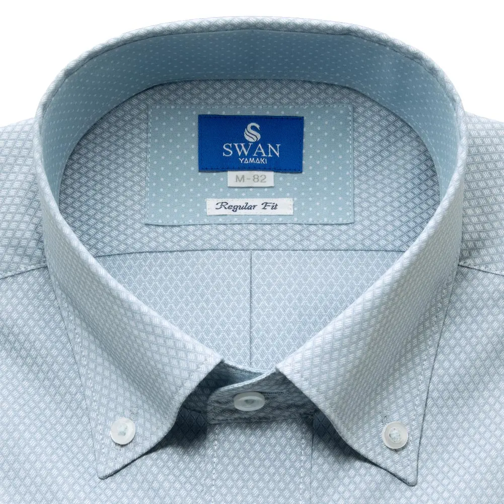 ★タグ付★ Willis& 長袖BDシャツ 15-31 M 薄ブルー ワイシャツ ブルー ドビー エバーフィール SWAN・ブルーレーベル
