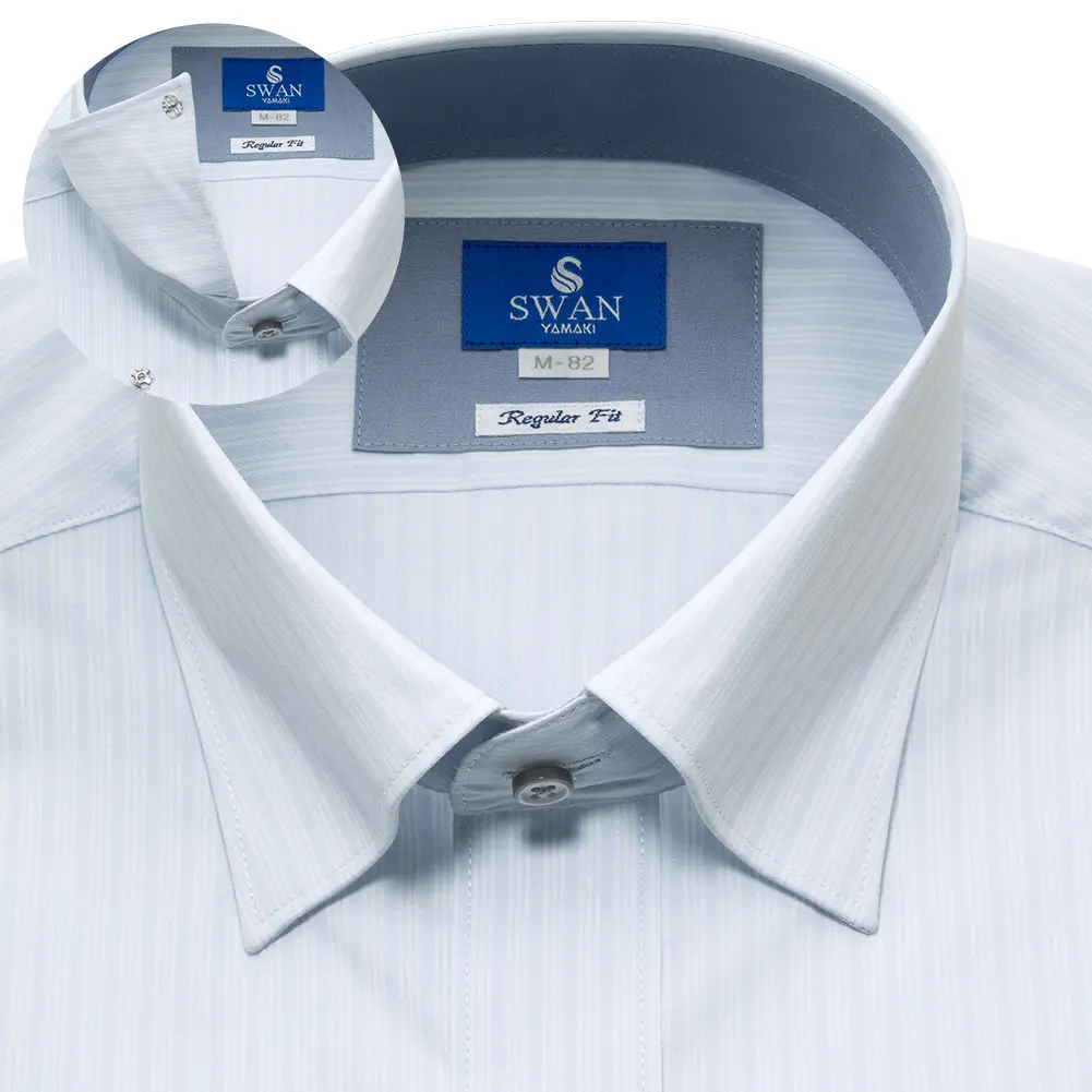 ワイシャツ ストライプ ブルー エバーフィール SWAN・ブルーレーベル