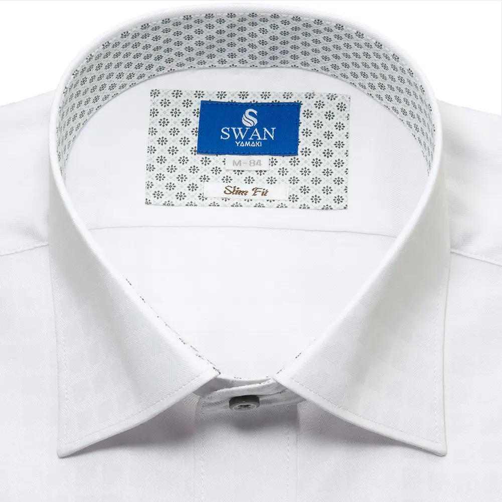 ワイシャツ スリムフィット ホワイト ドビー UVカット 透け防止加工