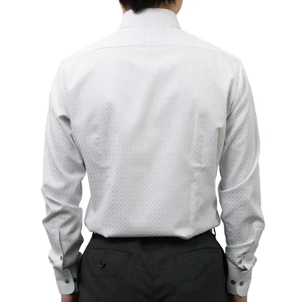 ワイシャツ スリムフィット グレー ドビー UVカット 透け防止加工 SWAN