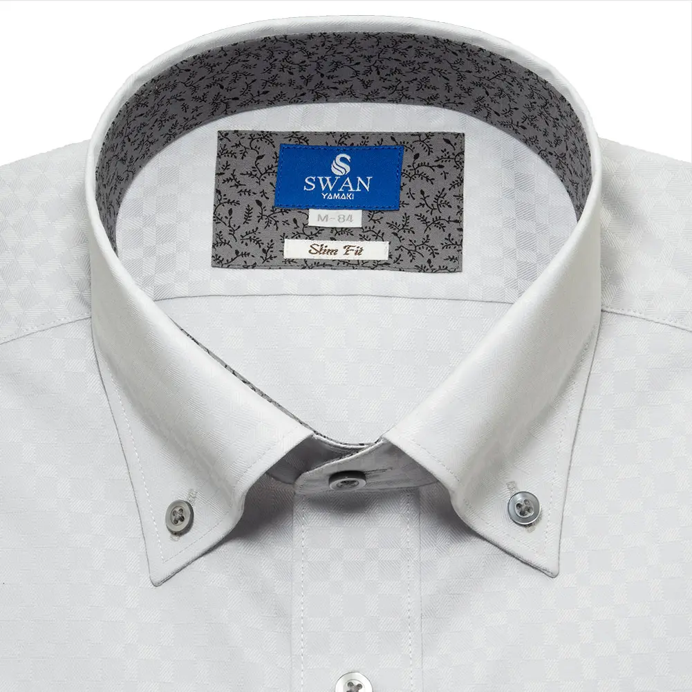 ワイシャツ スリムフィット グレー ドビー UVカット 透け防止加工 SWAN