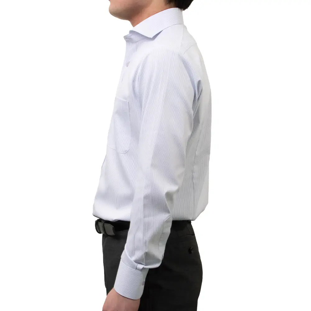 ワイシャツ スリムフィット パープル ドビー UVカット 透け防止加工