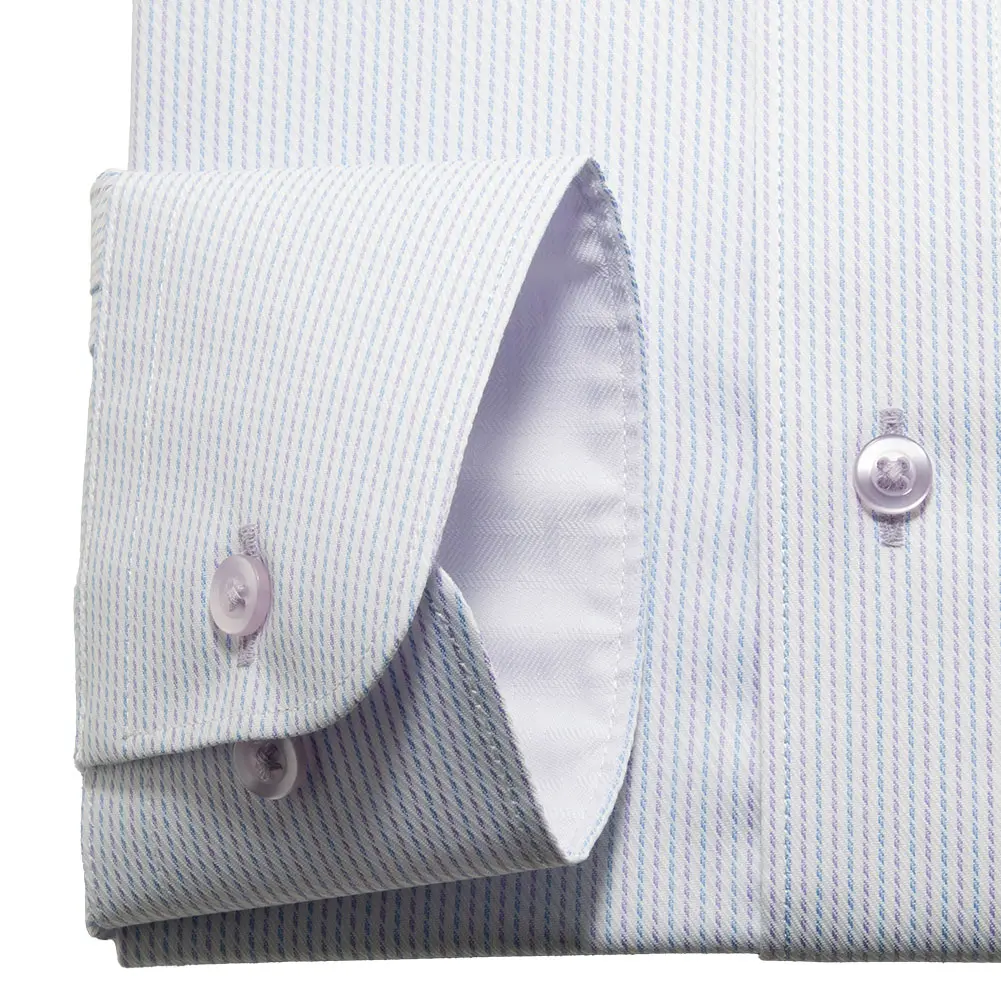ワイシャツ スリムフィット パープル ドビー UVカット 透け防止加工