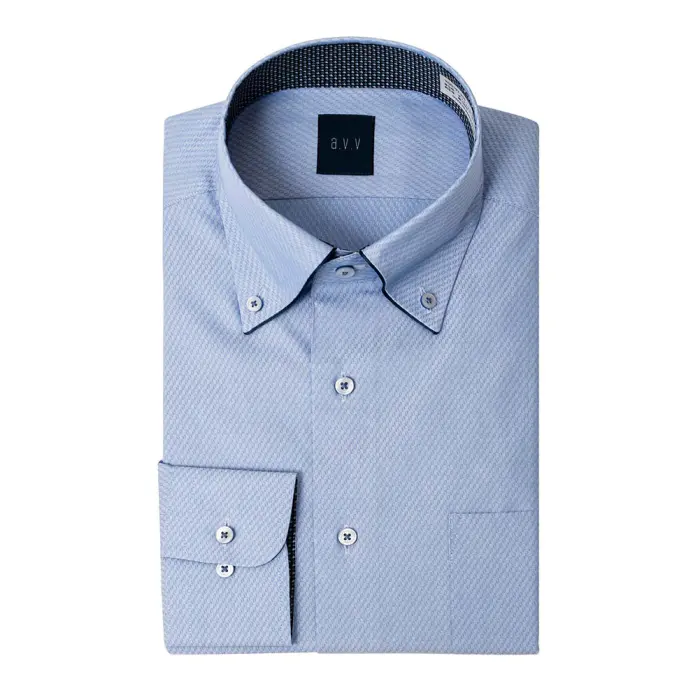 ワイシャツ メンズ 長袖 形態安定 ワイシャツ  Yシャツ ボタンダウン avv ブルー
