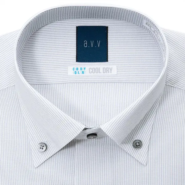 ワイシャツ ストライプ グレー ドビー 吸水速乾 消臭 a.v.v HOMME