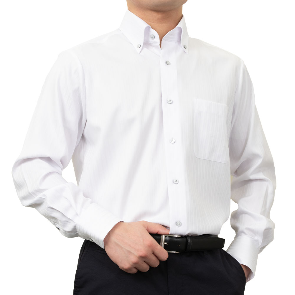 ワイシャツ ストライプ ホワイト ドビー a.v.v HOMME｜SHIRT STATION