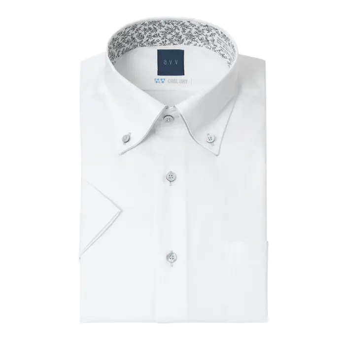 a.v.v ワイシャツ メンズ クールビズ 半袖 形態安定 吸水速乾 消臭 ドレスシャツ Yシャツ カッターシャツ ビジネス シャツ ボタンダウン ホワイト 白 ドビー avv アーベーベー