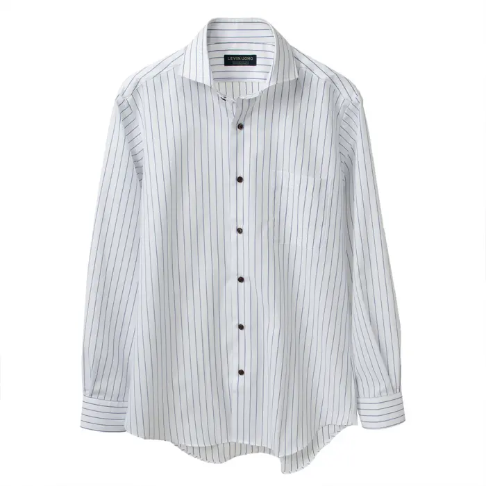 ワイシャツ メンズ 長袖 形態安定  ドレスシャツ Yシャツ ビジネスシャツ ビジネスカジュアル ビジカジ カッタウェイ  ストライプ
