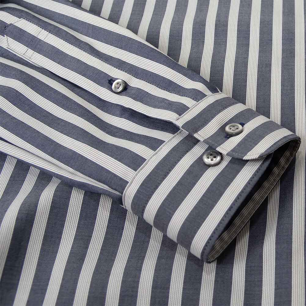 ワイシャツ ストライプ ネイビー Levin UOMO