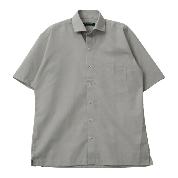 ワイシャツ メンズ 半袖 クールビズ 吸水速乾 形態安定 モスグリーン カッタウェイ Levin UOMO
