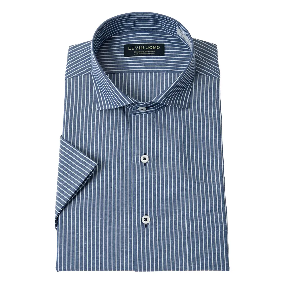 半袖ワイシャツ ネイビー 吸水速乾 Levin UOMO｜SHIRT STATION（シャツ