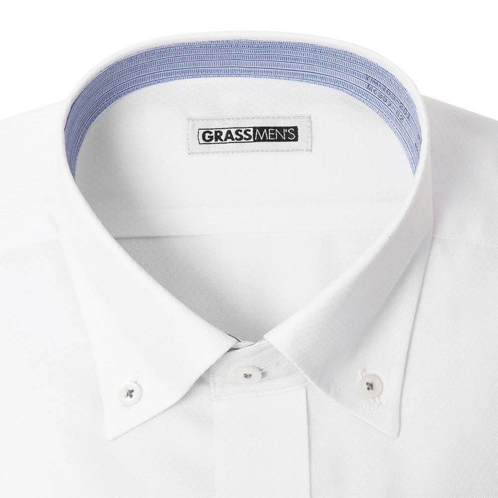 ワイシャツ 無地 ホワイト ドビー GRASS MEN'S