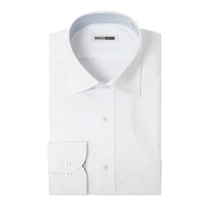 長袖 形態安定 メンズ ワイシャツ カッターシャツ ビジネスシャツ セミワイド 白 ホワイト ドビー