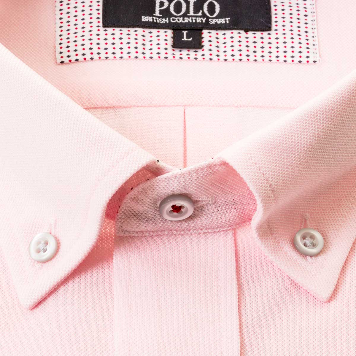 POLO B.C.S. 長袖ショートボタンダウン ピンク ニットシャツ(裄詰不可)