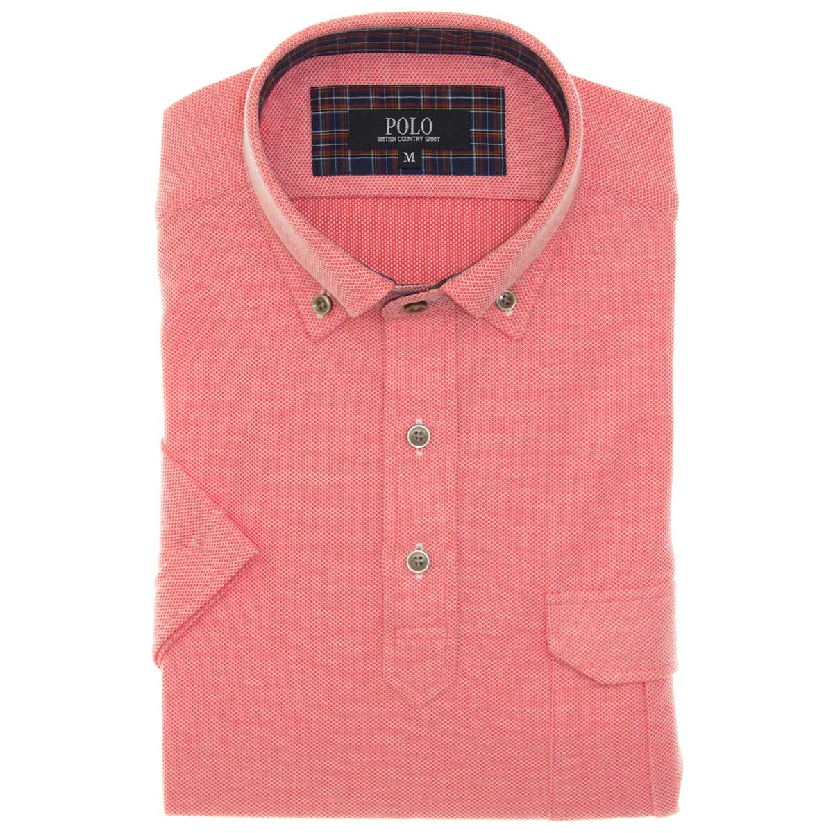 POLO B.C.S. 半袖ショートカラーボタンダウン レッド ワイシャツ(裄詰不可)