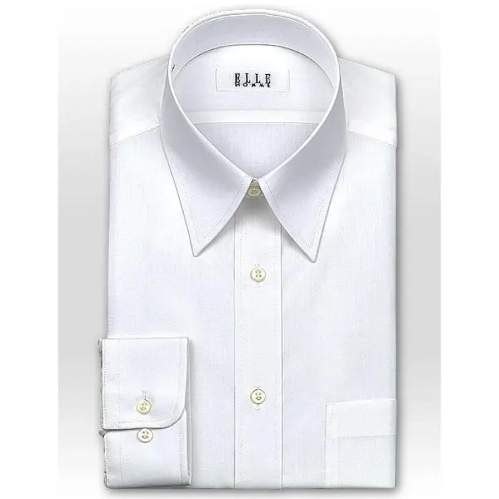 ELLE HOMME 長袖 ワイシャツ メンズ 形態安定 ゆったり 白ブロード レギュラーカラーシャツ （ビジネスシャツ ワイシャツ Ｙシャツ ドレスシャツ S～3L メンズ） 