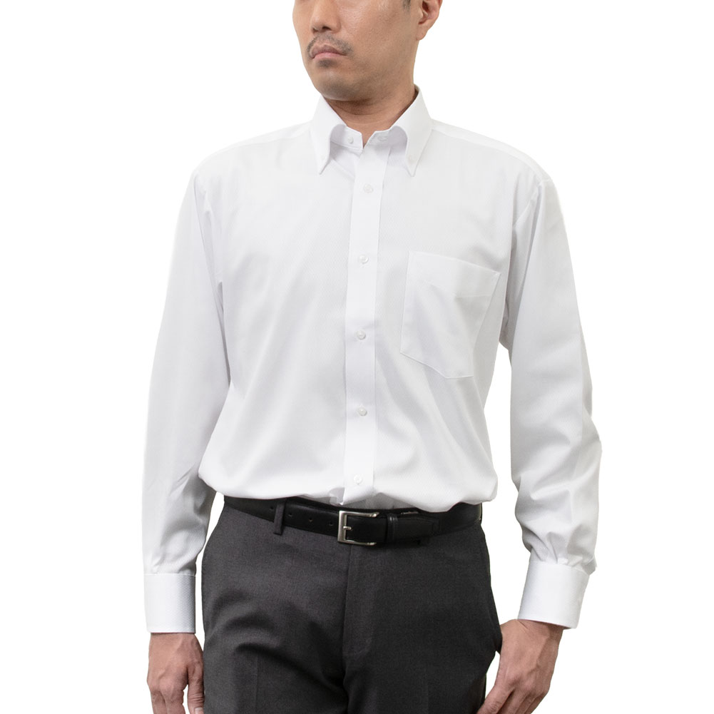 ワイシャツ チェック ホワイト ドビー ELLE HOMME｜CHOYA SHIRT