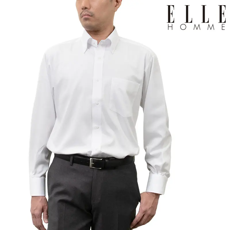 ワイシャツ チェック ホワイト ドビー ELLE HOMME｜CHOYA SHIRT