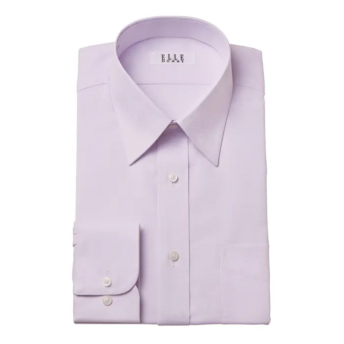ELLE HOMME ワイシャツ メンズ 長袖 形態安定加工  ゆったり  ピンク ラベンダー ドビー レギュラーカラー