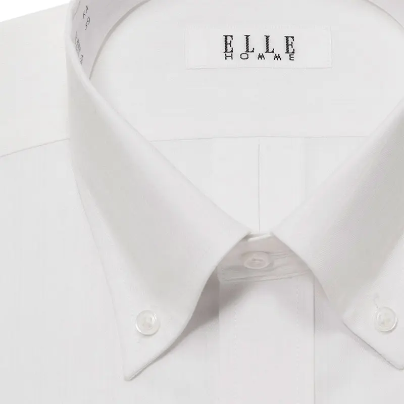 半袖ワイシャツ ストライプ ホワイト ドビー ひやっとクール ELLE