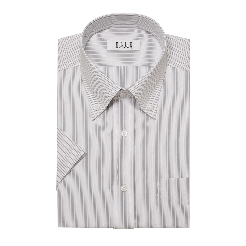 半袖ワイシャツ ストライプ グレー ひやっとクール ELLE HOMME｜CHOYA