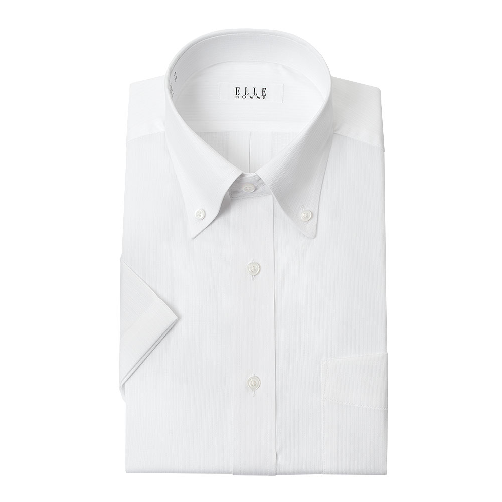 半袖ワイシャツ ホワイト ドビー ひやっとクール ELLE HOMME