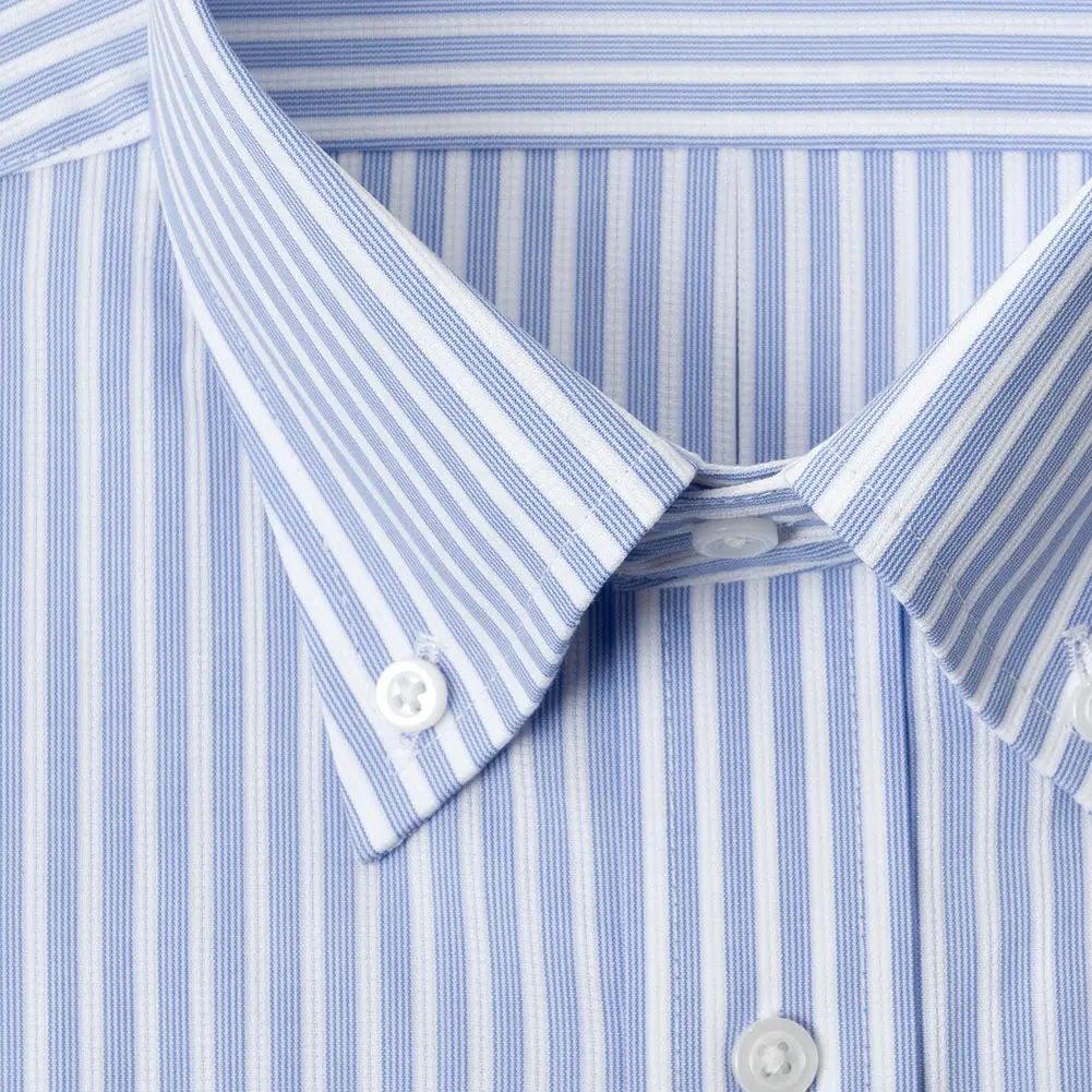 半袖ワイシャツ ストライプ ブルー ひやっとクール ELLE HOMME