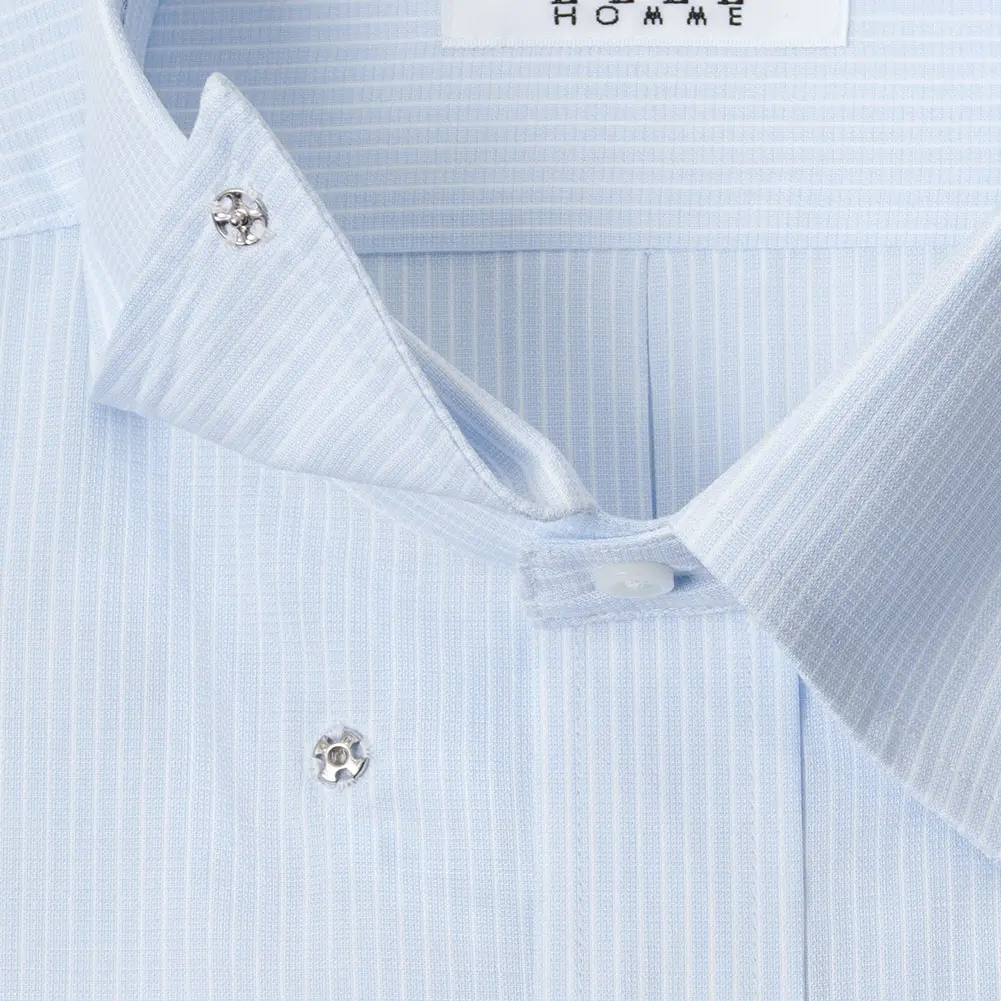 半袖ワイシャツ ストライプ ブルー ひやっとクール ELLE HOMME