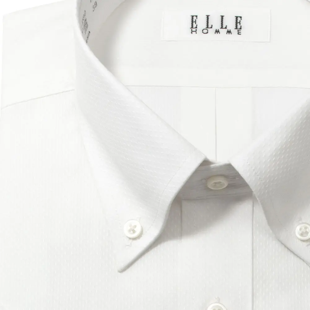 半袖ワイシャツ デザイン ホワイト ドビー ひやっとクール ELLE HOMME