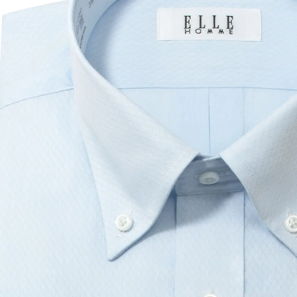 半袖ワイシャツ デザイン ブルー ドビー ひやっとクール ELLE HOMME