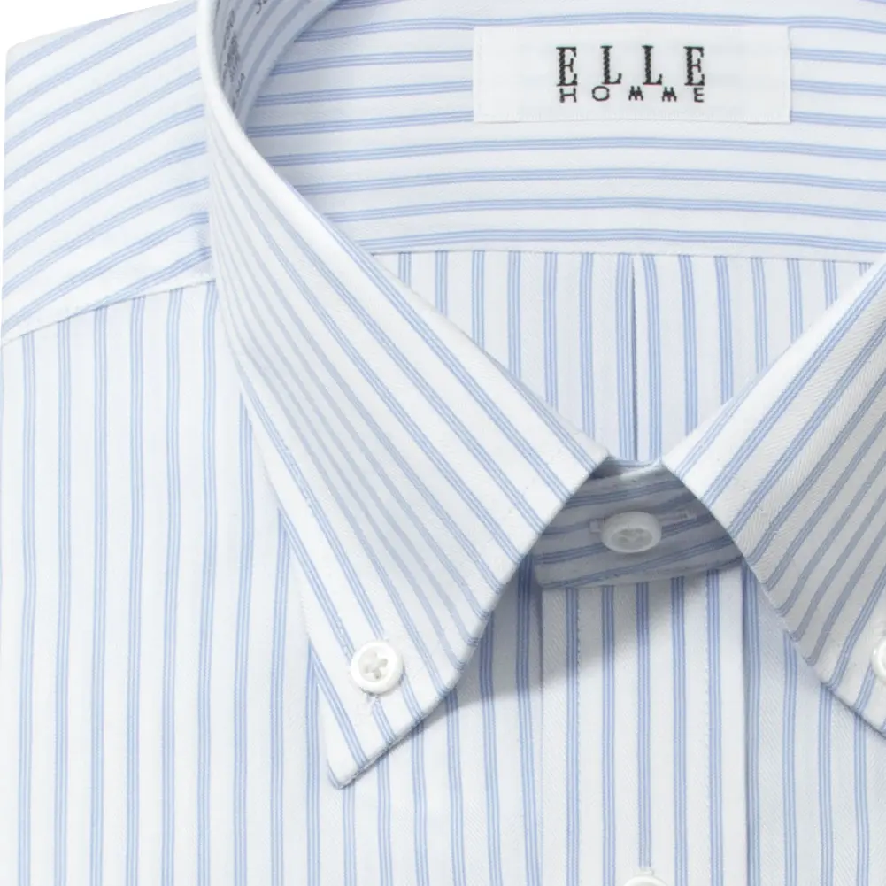 半袖ワイシャツ ストライプ ブルー ドビー ひやっとクール ELLE HOMME