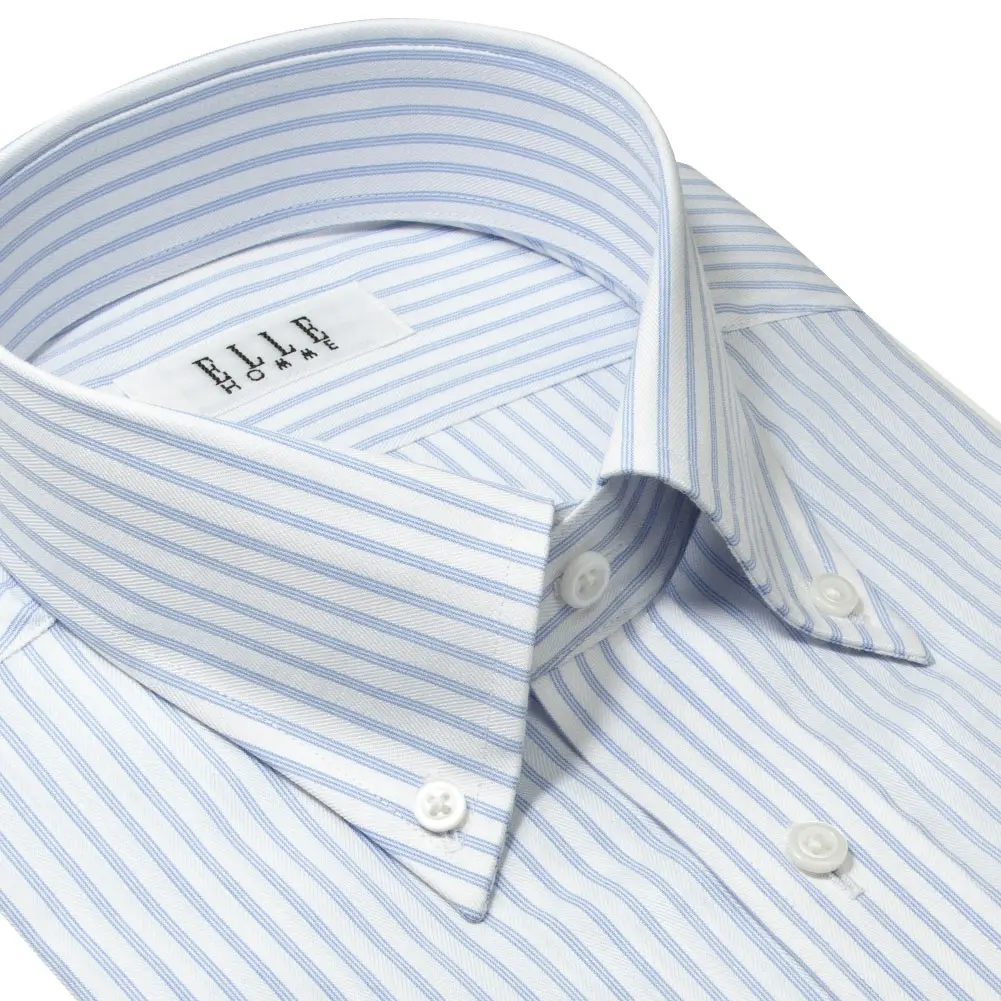 半袖ワイシャツ ストライプ ブルー ドビー ひやっとクール ELLE HOMME