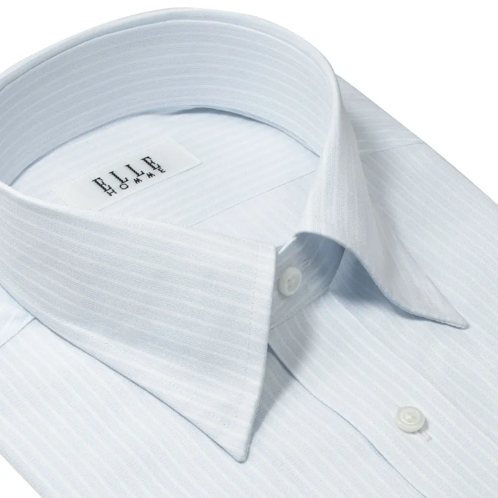 半袖ワイシャツ ストライプ ブルー ドビー ひやっとクール ELLE HOMME