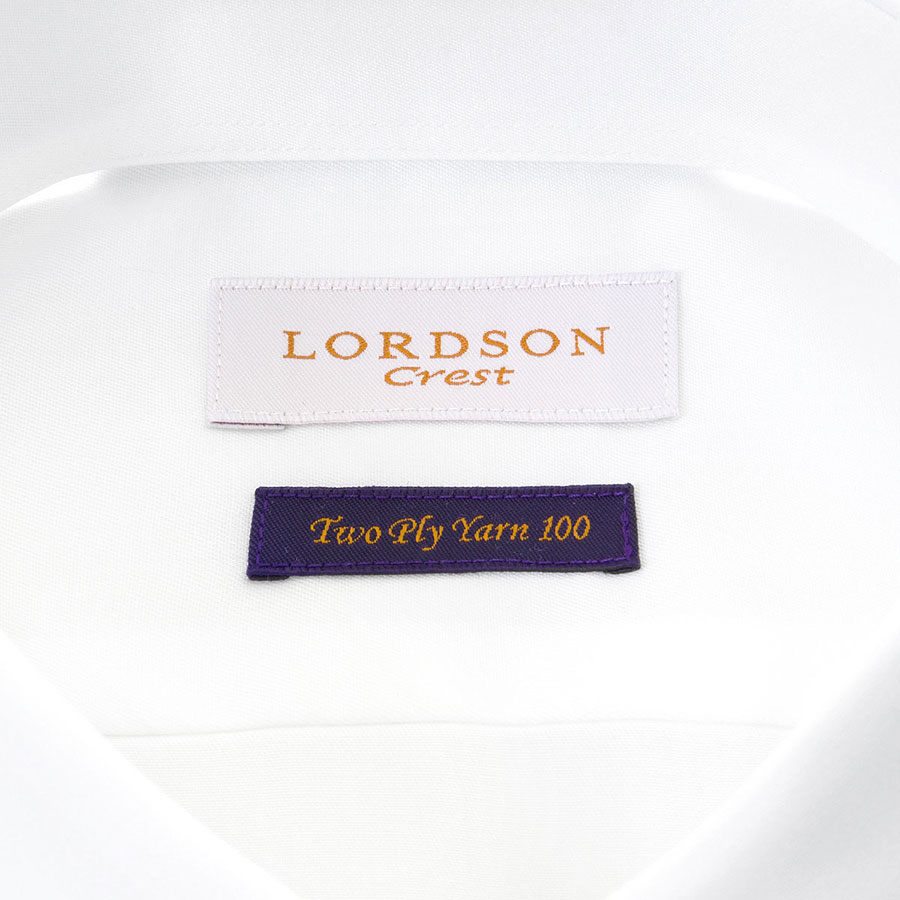 長袖レギュラーカラー ホワイト ワイシャツ スリムフィット LORDSON Crest