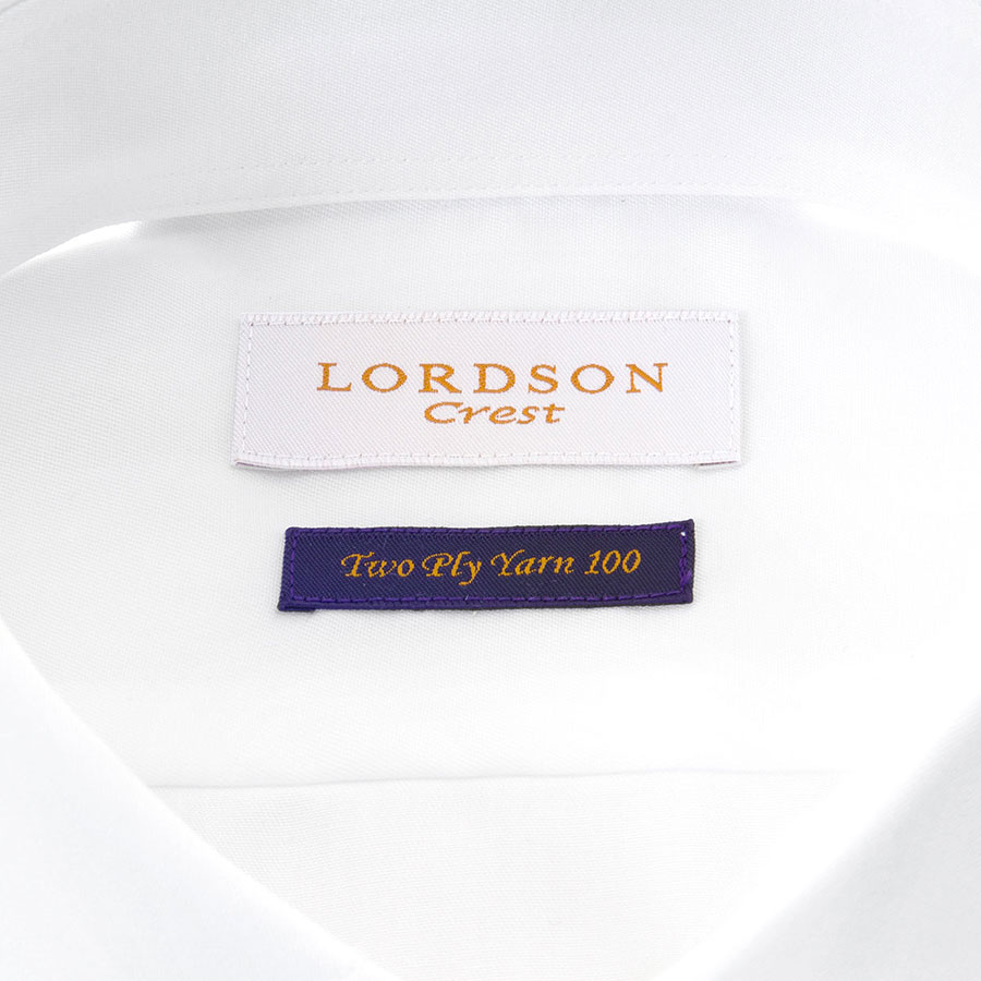 長袖ワイドカラー ホワイト ワイシャツ スリムフィット LORDSON Crest