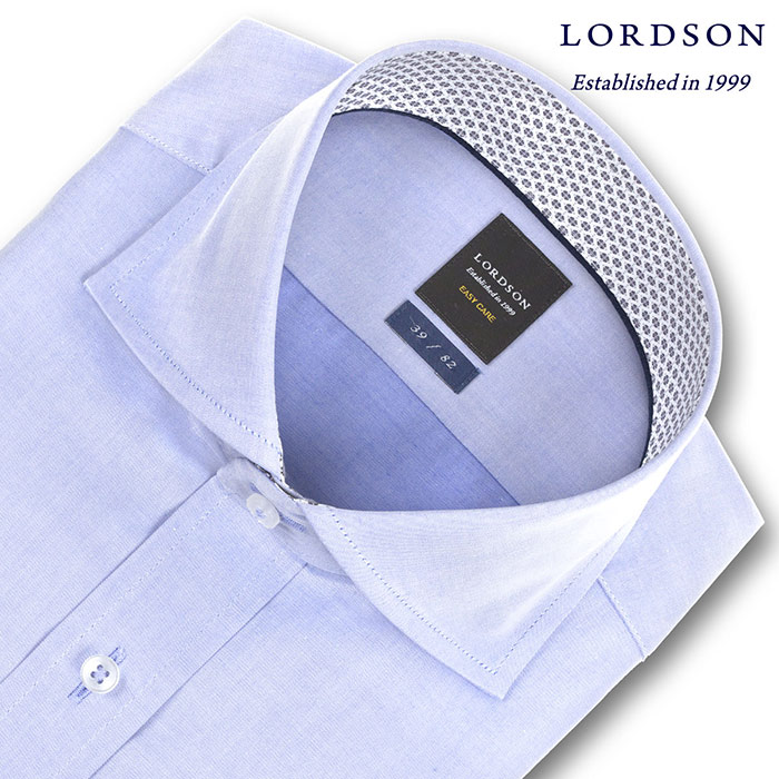 長袖カッタウェイ ブルー ワイシャツ スリムフィット LORDSON