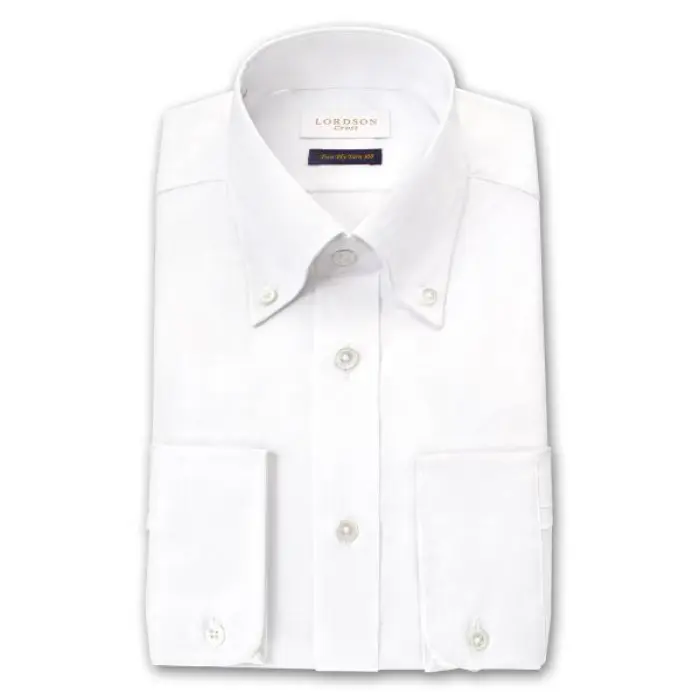 Crest 長袖 ワイシャツ メンズ 形態安定加工 スリムフィット ホワイト ロイヤルオックスフォード ボタンダウン|綿100％ 
