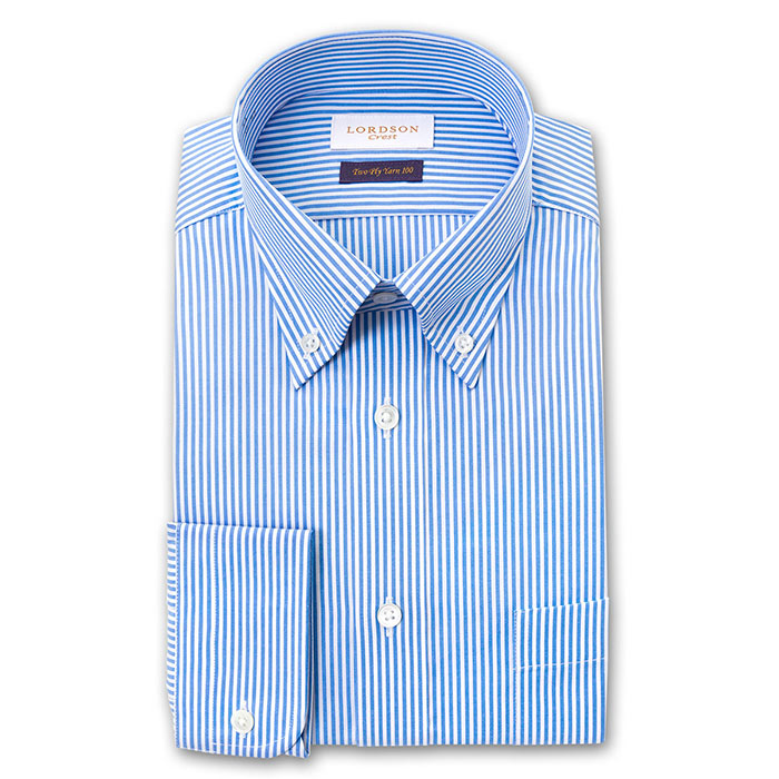 長袖ボタンダウン ブルー ワイシャツ スリムフィット LORDSON Crest