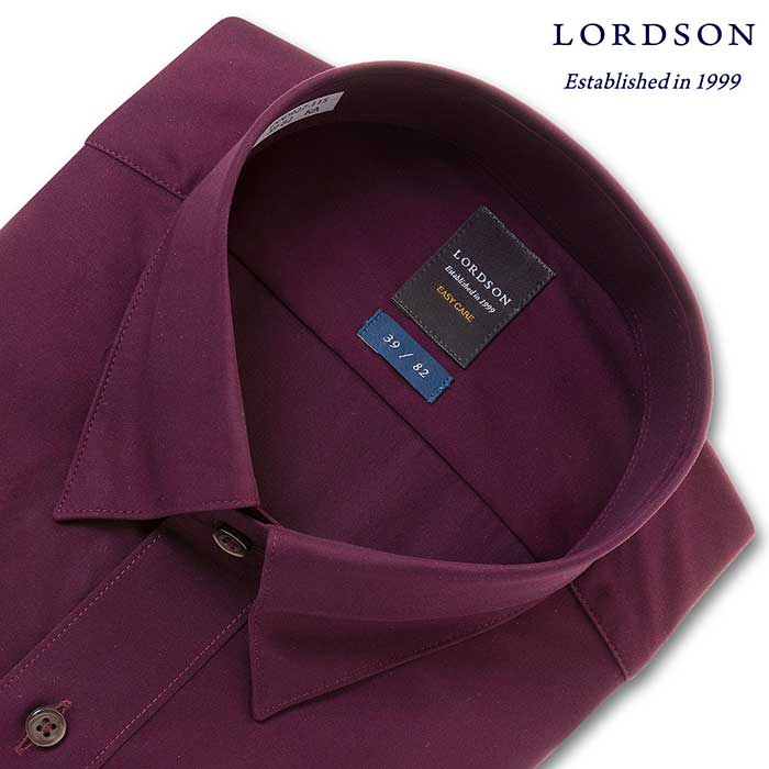 LORDSON 長袖ワイドカラースナップダウン レッド ワイシャツ