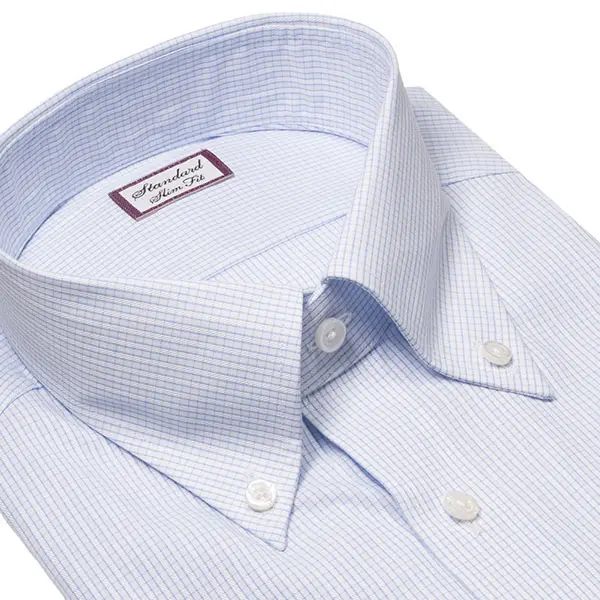 ワイシャツ スリムフィット チェック ブルー ドビー ｜CHOYA SHIRT